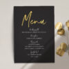 Menu ślubne z kolekcji Złote imiona na czarnym tle firmy Cartolina - zaproszenia ślubne