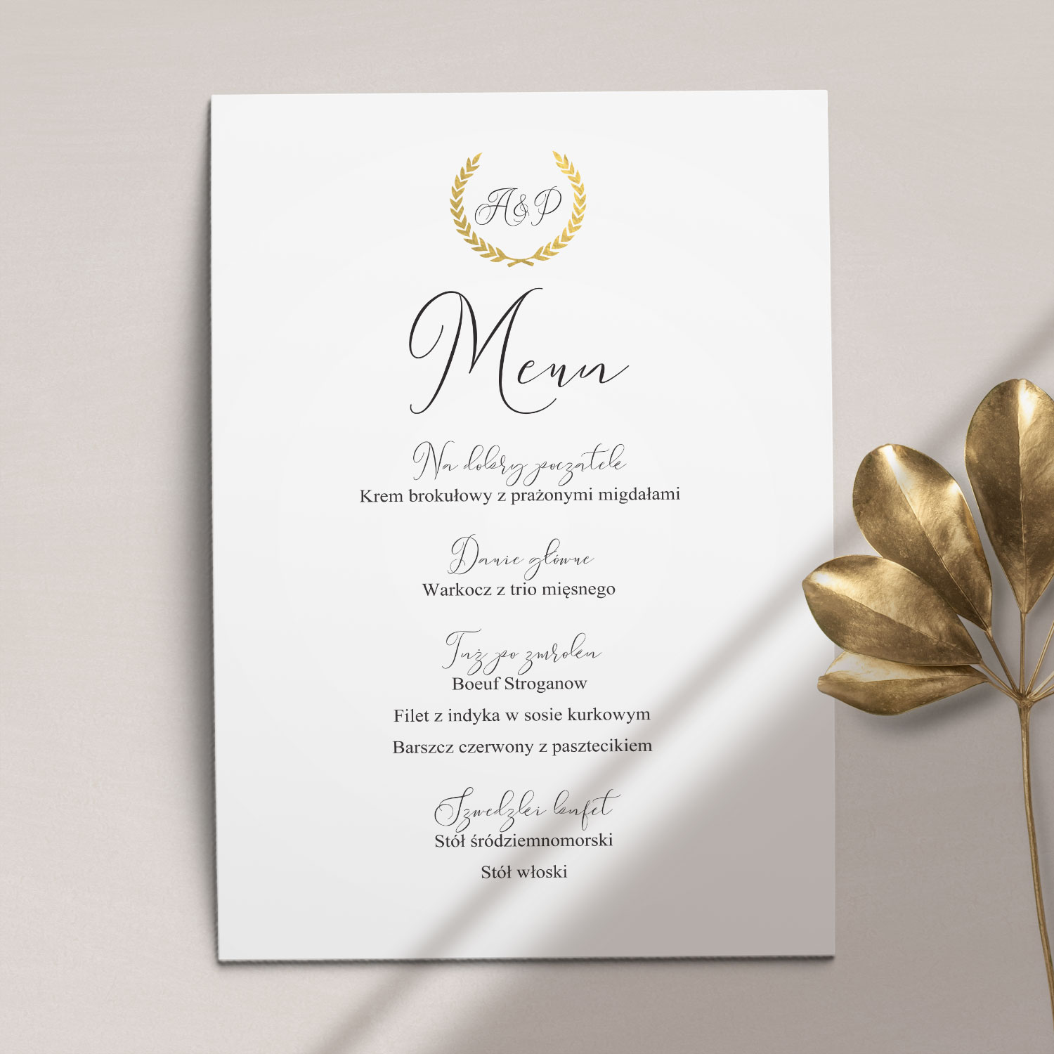 ślubne z kolekcji Złoty monogram firmy Cartolina - zaproszenia ślubne