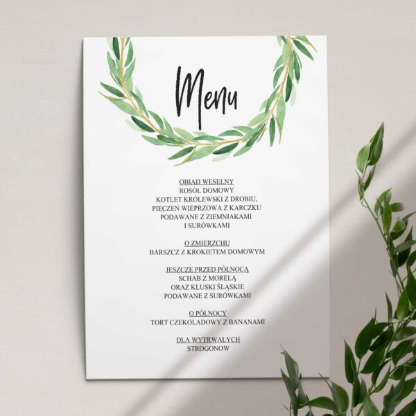 Gałązki - menu ślubne