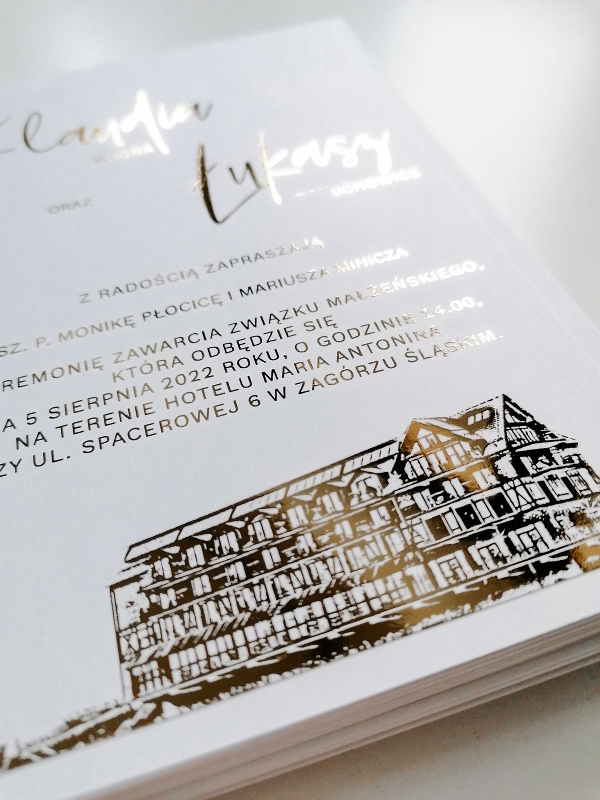 zaproszenia złocone