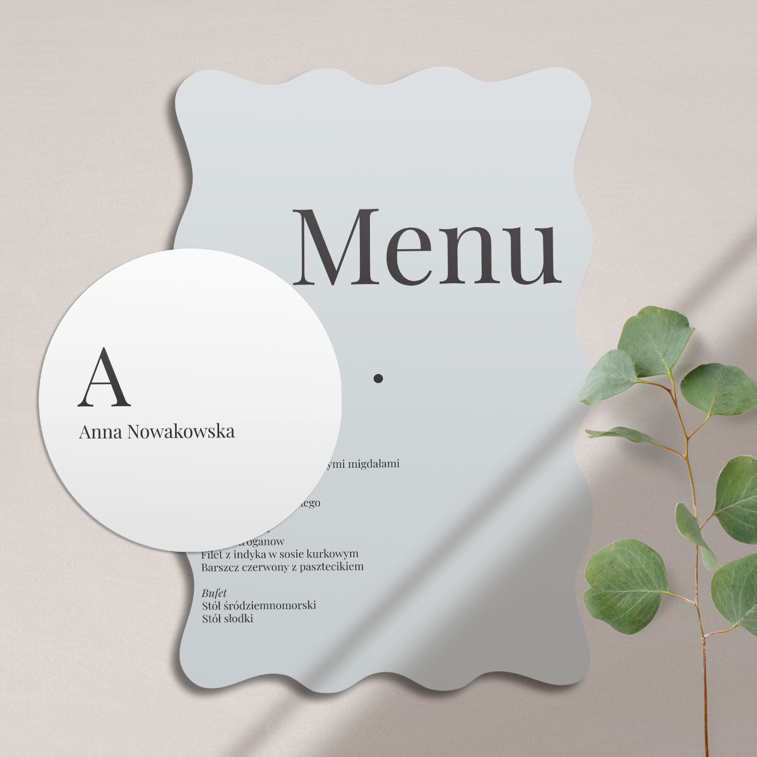 minimalistyczne menu love story falowane
