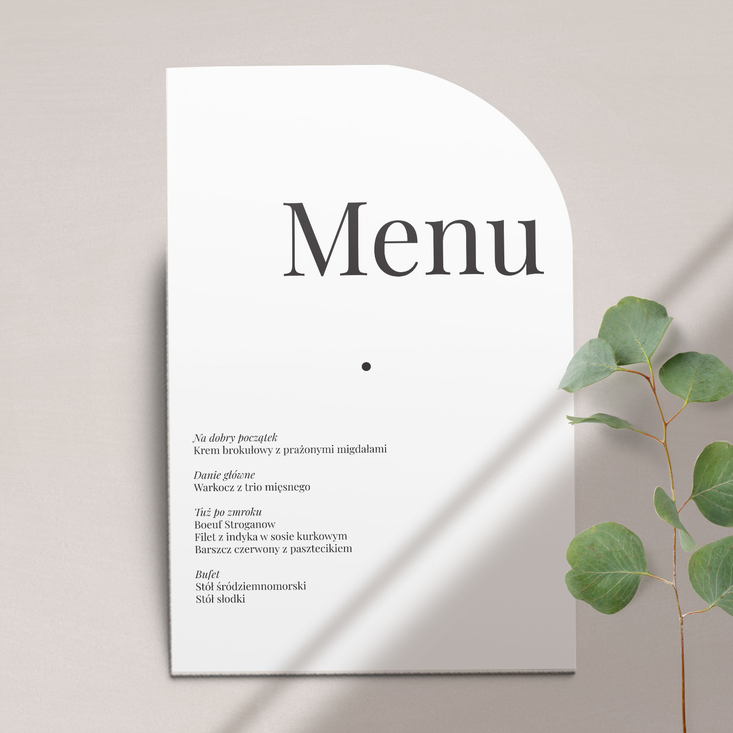 minimalistyczne menu love story