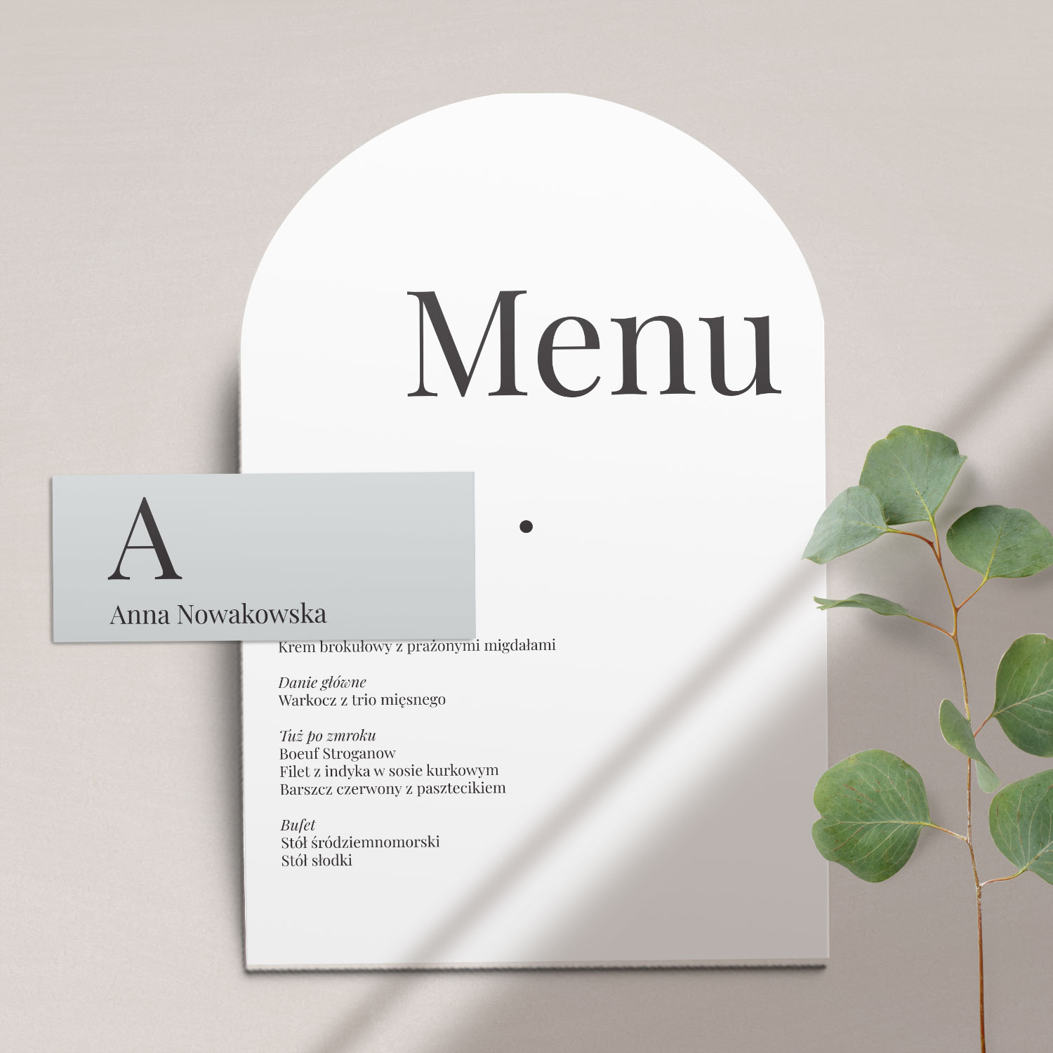 minimalistyczne menu winietka love story zestaw