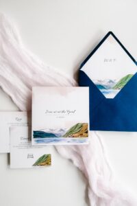 zaproszenia projekt indywidualny akwarelowy widok fiord 2