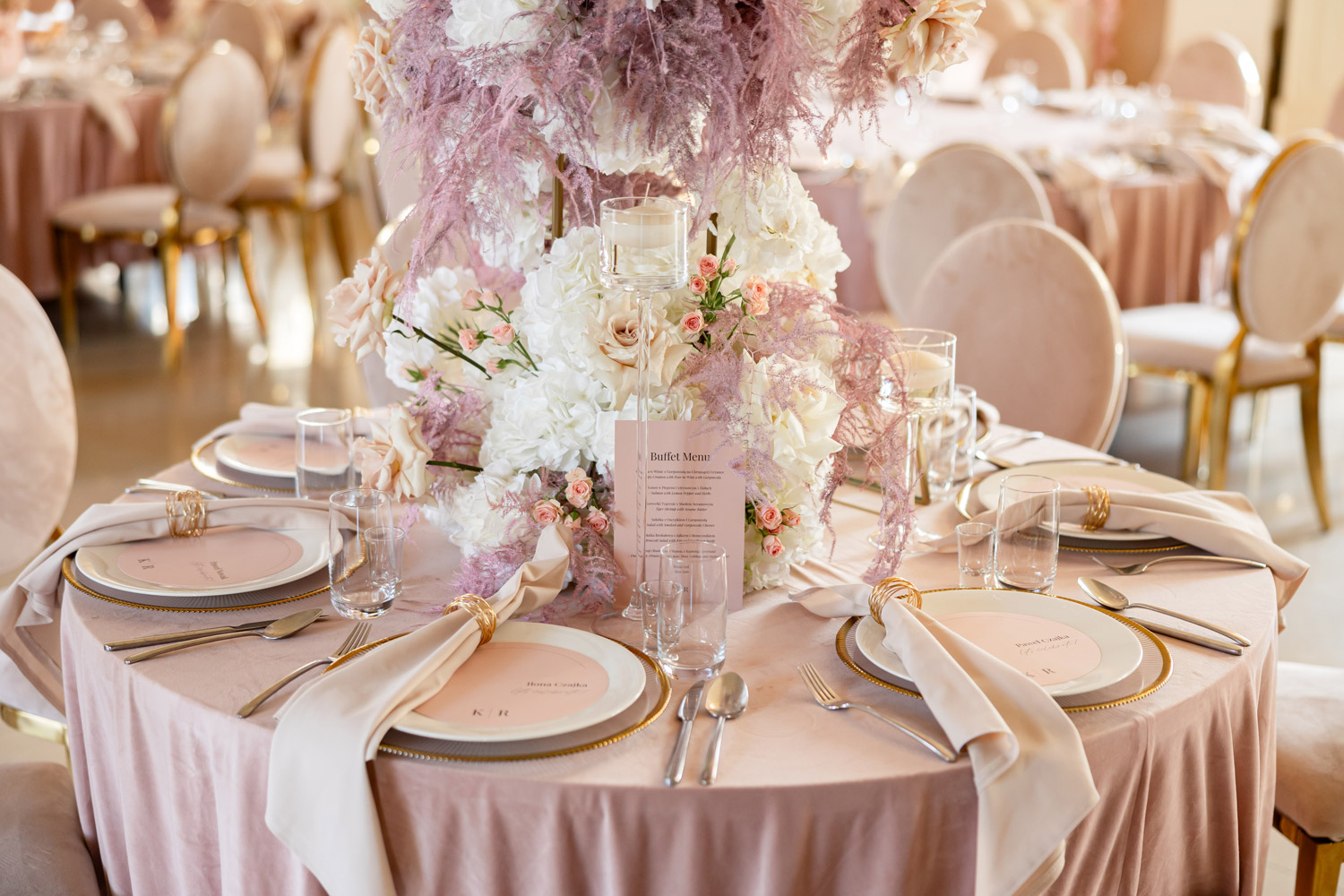 cartolina papeteria slubna okragle menu roz 2