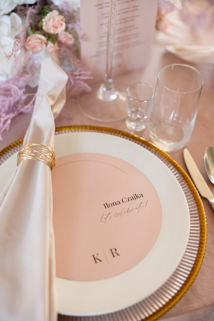 cartolina papeteria slubna okragle menu roz 3