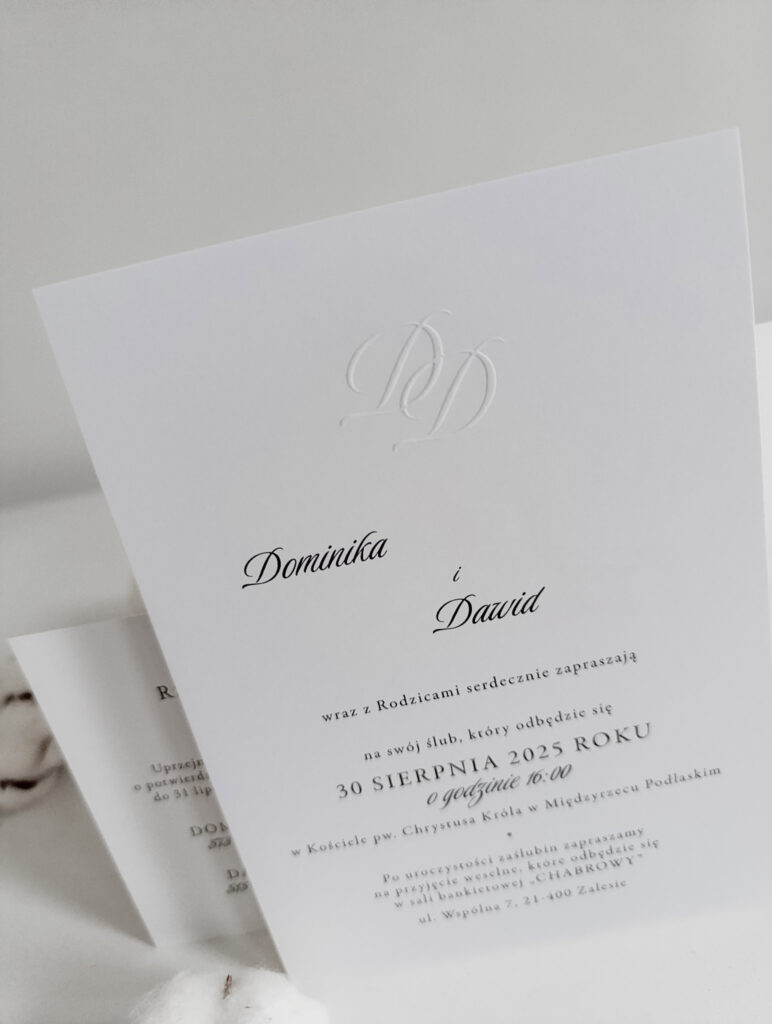 tloczone zaproszenia slubne tloczony monogram cartolina 3