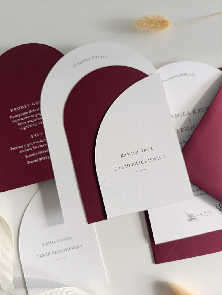 Cartolina zaproszenia ślubne bordowe00003