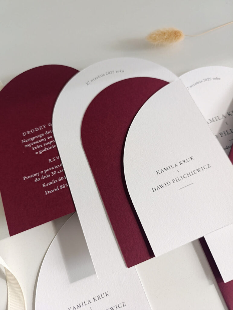Cartolina zaproszenia ślubne bordowe00004
