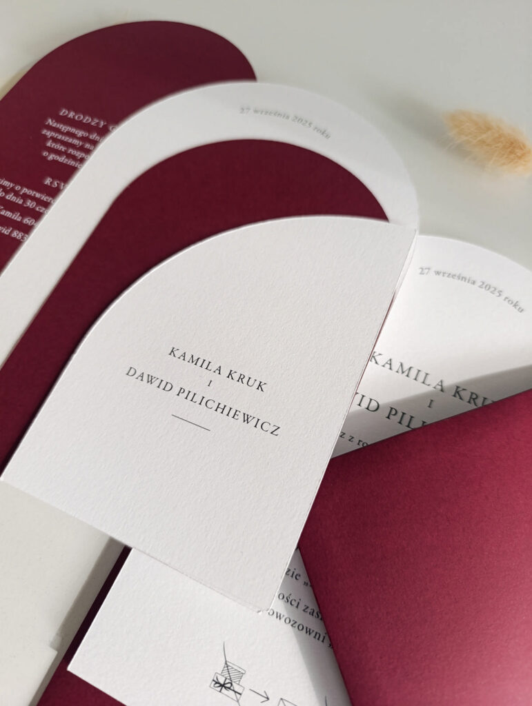 Cartolina zaproszenia ślubne bordowe00005