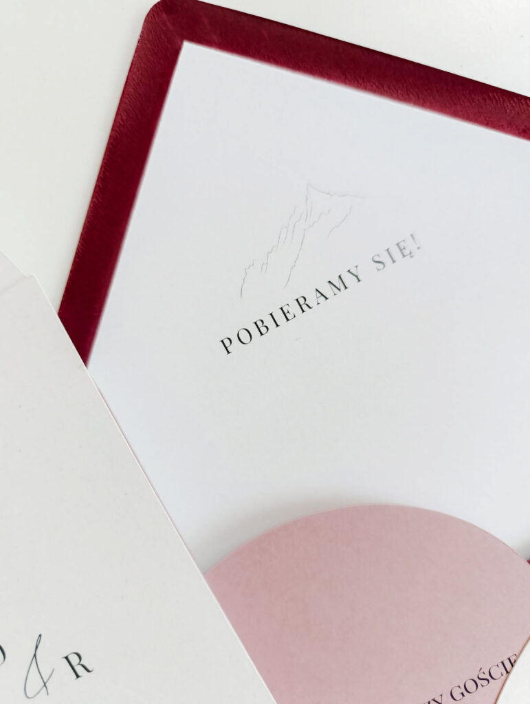 Cartolina zaproszenia ślubne bordowe00012