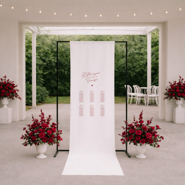 plan stoł&oacute;w na tkaninie baner old style 545 bordowy