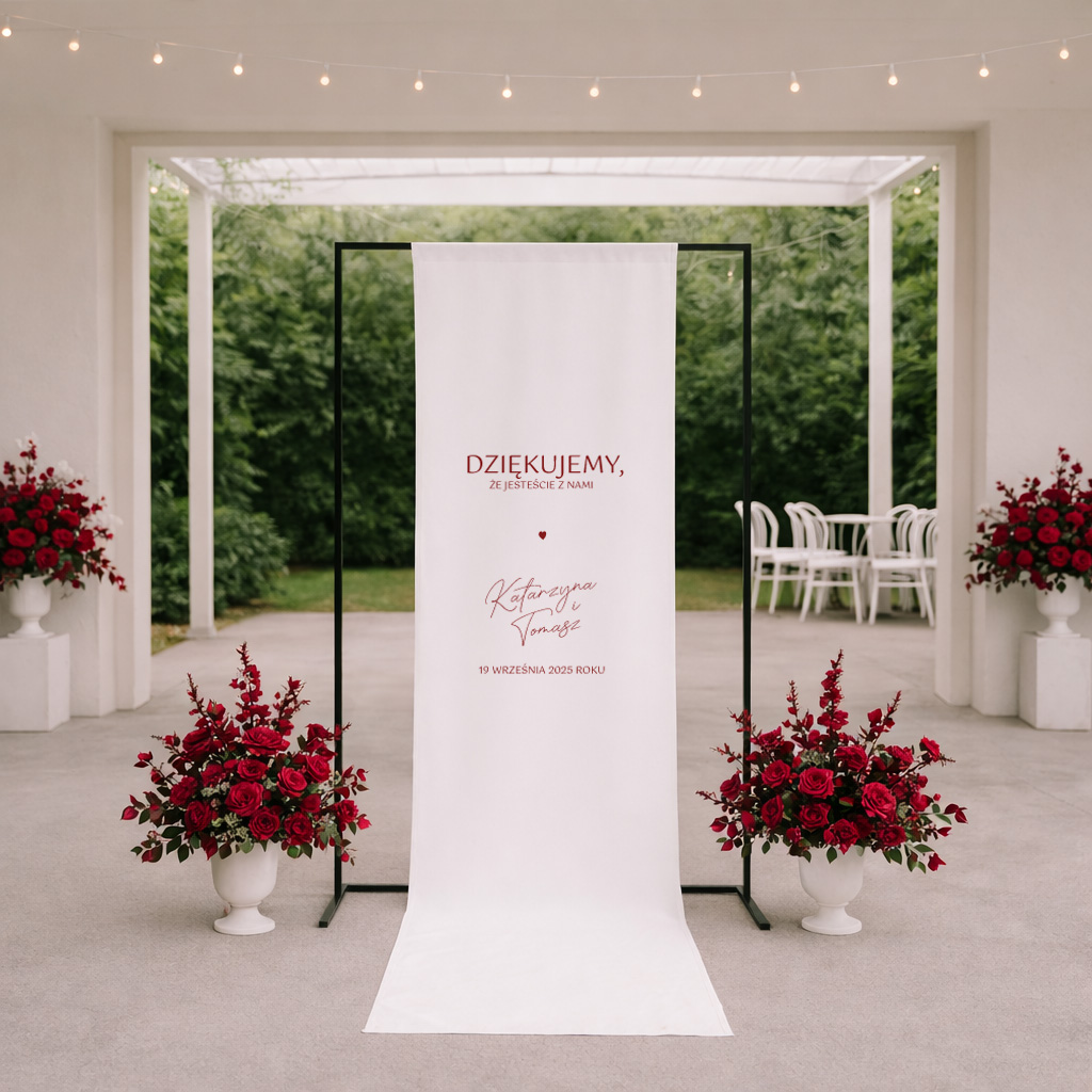 powitanie na tkaninie baner old style 545 bordowy